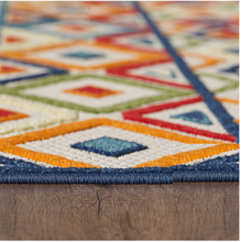 Load image into Gallery viewer, 5&#39; X 7&#39; Ivory And Blue Southwestern Stain Resistant Indoor Outdoor Area Rug