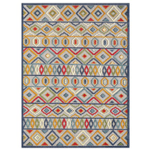 Load image into Gallery viewer, 5&#39; X 7&#39; Ivory And Blue Southwestern Stain Resistant Indoor Outdoor Area Rug