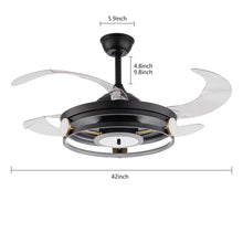 Load image into Gallery viewer, Modern Black Ceiling Lamp With Retractable Fan