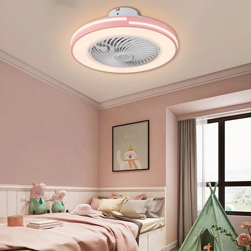 Compact Pink LED Ceiling Fan and Light