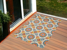 Load image into Gallery viewer, 3&#39; X 5&#39; Orange And Ivory Moroccan Stain Resistant Indoor Outdoor Area Rug
