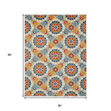 Load image into Gallery viewer, 3&#39; X 5&#39; Orange And Ivory Moroccan Stain Resistant Indoor Outdoor Area Rug