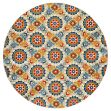 Load image into Gallery viewer, 8&#39; Round Orange And Ivory Round Moroccan Stain Resistant Indoor Outdoor Area Rug