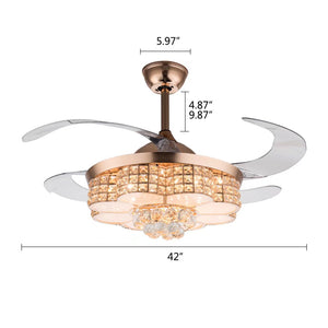 Gold Art Deco Glam Chandelier And Retractable Fan