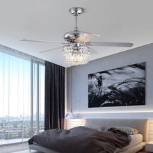 Load image into Gallery viewer, Silver And Faux Crystal Mod Chandelier Ceiling Fan