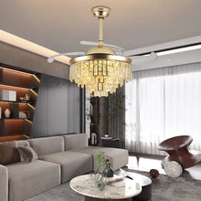 Load image into Gallery viewer, Luxurious Gold Crystal Chandelier Ceiling Fan