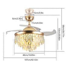 Load image into Gallery viewer, Luxurious Gold Crystal Chandelier Ceiling Fan