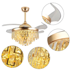 Luxurious Gold Crystal Chandelier Ceiling Fan