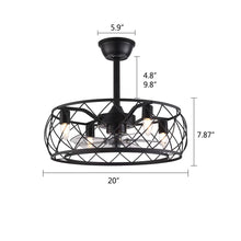 Load image into Gallery viewer, Industrial Caged Ceiling Lamp And Fan
