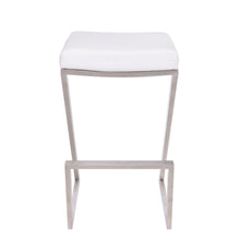 Load image into Gallery viewer, 26&quot; White And Silver Iron Backless Counter Height Bar Chair