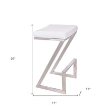 Load image into Gallery viewer, 26&quot; White And Silver Iron Backless Counter Height Bar Chair