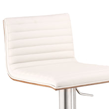 Load image into Gallery viewer, 22&quot; White And Silver Iron Swivel Low Back Adjustable Height Bar Chair
