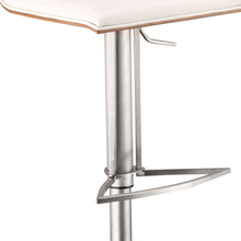 Load image into Gallery viewer, 22&quot; White And Silver Iron Swivel Low Back Adjustable Height Bar Chair