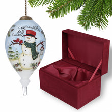 Load image into Gallery viewer, Snowman Blessings of the Season Hand Painted Mouth Blown Glass Ornament