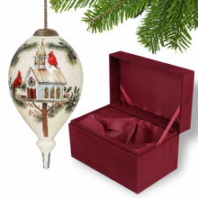 Load image into Gallery viewer, Home of the Red Cardinals Hand Painted Mouth Blown Glass Ornament