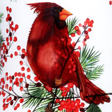 Load image into Gallery viewer, Cardinal Perched on Winter Berries Hand Painted Mouth Blown Glass Ornament