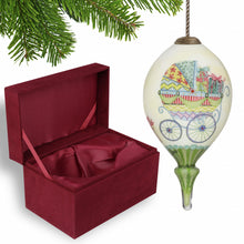 Load image into Gallery viewer, Baby Carriage with Presents Hand Painted Mouth Blown Glass Ornament