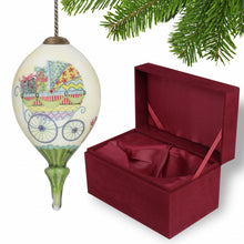Load image into Gallery viewer, Baby Carriage with Presents Hand Painted Mouth Blown Glass Ornament