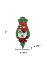 Load image into Gallery viewer, Christmas Plaid Polar Bear Hand Painted Mouth Blown Glass Ornament