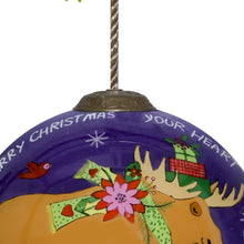 Load image into Gallery viewer, Christmas Moose Walking Hand Painted Mouth Blown Glass Ornament