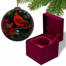Load image into Gallery viewer, Glossy Red Cardinal Hand Painted Mouth Blown Glass Ornament