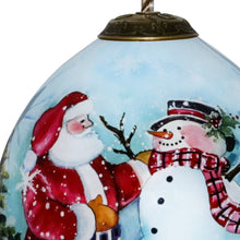 Load image into Gallery viewer, Christmas Santa and Snowman Hand Painted Mouth Blown Glass Ornament