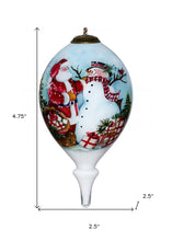 Load image into Gallery viewer, Christmas Santa and Snowman Hand Painted Mouth Blown Glass Ornament