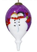 Load image into Gallery viewer, Amore Snowmen Hand Painted Mouth Blown Glass Ornament