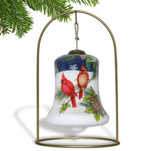 Load image into Gallery viewer, Dual Cardinals Hand Painted Mouth Blown Glass Ornament