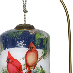 Dual Cardinals Hand Painted Mouth Blown Glass Ornament