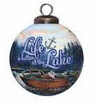 Load image into Gallery viewer, Scenic Life is Better at the Lake Hand Painted Mouth Blown Glass Ornament