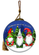 Load image into Gallery viewer, Casual Gnomes in Christmas Mode Hand Painted Mouth Blown Glass Ornament