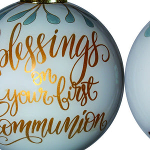 Gold First Communion Hand Painted Mouth Blown Glass Ornament