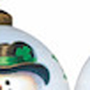 Green Irish Snowman Hand Painted Mouth Blown Glass Ornament