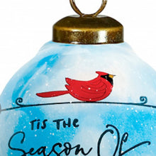 Load image into Gallery viewer, Season of Miracles Wordings Snowman Hand Painted Mouth Blown Glass Ornament