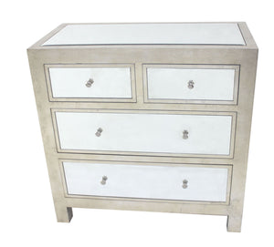 18" Gray And Silver Standard With Four Drawers