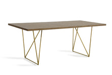 Load image into Gallery viewer, 30&quot; Tobacco Veneer  Mdf  And Antique Brass Dining Table
