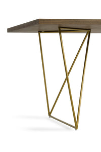 30" Tobacco Veneer  Mdf  And Antique Brass Dining Table