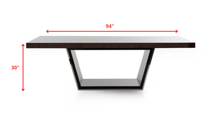 30" Ebony High Gloss Mdf And Steel Dining Table