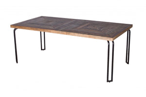 Natural Black 6 Wood 3 Iron Small Dining Table
