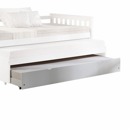 White Wood Casters Daybed - Trundle