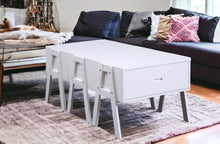 Load image into Gallery viewer, Sleek White Rectangular Convertible Coffee Table