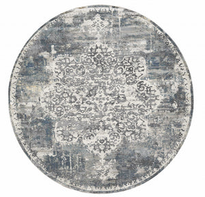 7' Round Polyester Ivory Area Rug