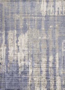 5'X7' Grey Blue Hand Loomed Abstract Brushstroke Indoor Area Rug