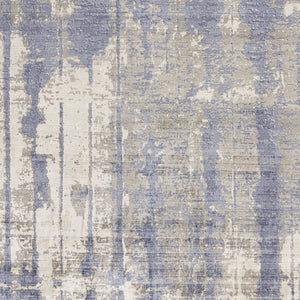 5'X7' Grey Blue Hand Loomed Abstract Brushstroke Indoor Area Rug