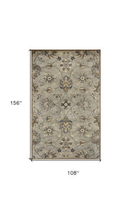 7' Grey Hand Tufted Wool Traditional Floral Indoor Area Rug