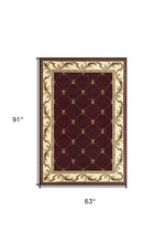 Load image into Gallery viewer, 2&#39;X3&#39; Red Machine Woven Hand Carved Fleur De Lis Indoor Accent Rug