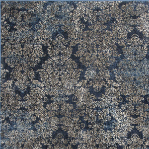 2'X4' Slate Blue Machine Woven Damask Indoor Accent Rug