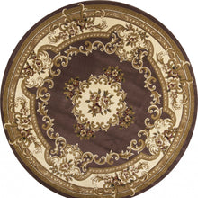 Load image into Gallery viewer, 8&#39;X11&#39; Plum Ivory Machine Woven Hand Carved Floral Medallion Indoor Area Rug
