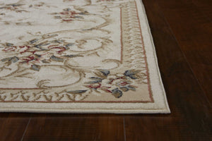 8' X 10' Ivory Floral Bordered Indoor Area Rug